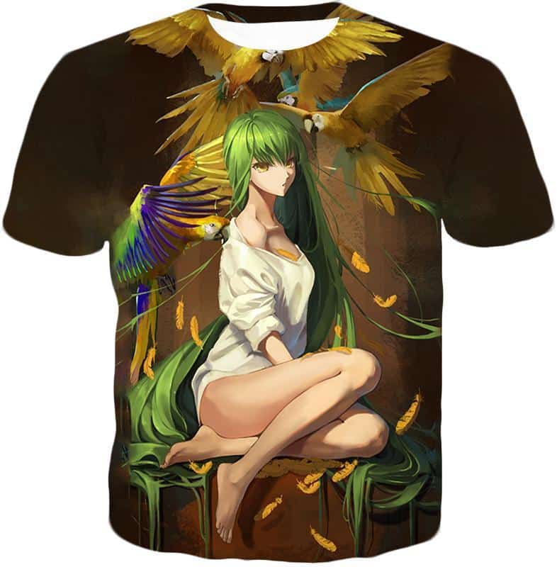 Green Haired Sexy Girl C.C Cool Anime Poster Hoodie - T-Shirt