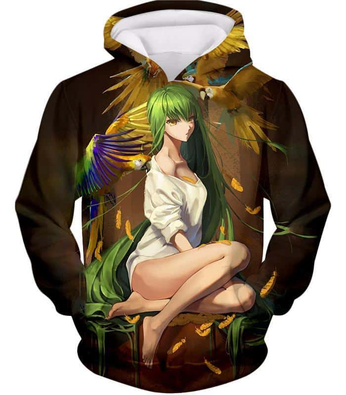 Green Haired Sexy Girl C.C Cool Anime Poster Hoodie