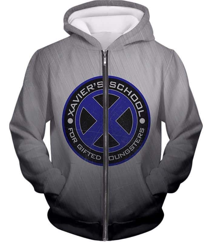 X-Men Charles Xaviers School For Gifted Youngsters Promo Grey Zip Up Hoodie