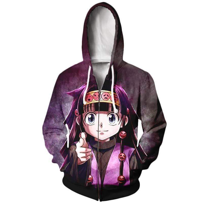 Hunter X Hunter Hoodie - Alluka Targeting Purple Zip Up Hoodie Jacket