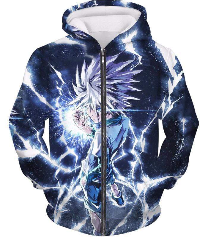 Hunter X Hunter Killua Zoldyck Lightning Zip Up Hoodie - HXH 3D Zip Up Hoodies And Clothing Hoodie