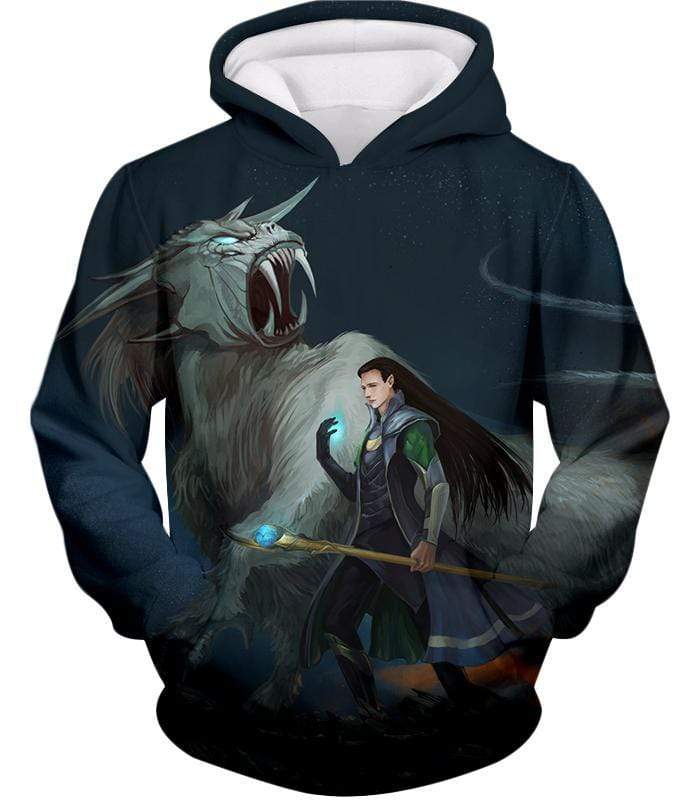 Ultimate Marvel Villain Loki Animated Print Hoodie - Hoodie