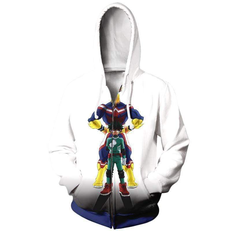 Izuku Midoriya And All Might Hoodie - My Hero Academia Zip Up Hoodie Unisex