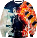 My Hero Academia Hoodie - My Hero Academia Blazing Hot And Icy Cold Half Cold Half Hot Shoto Cool Action Zip Up Hoodie - Sweatshirt