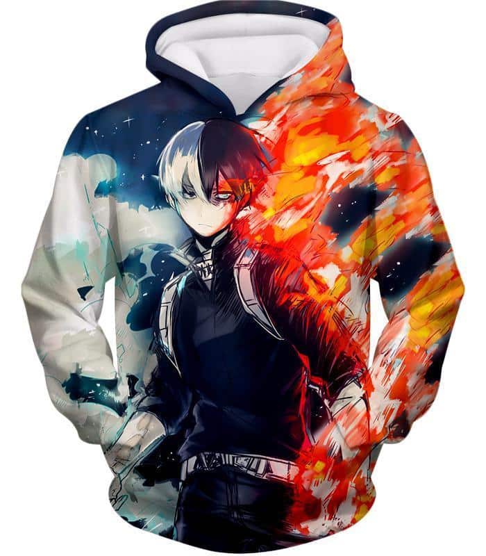 My Hero Academia Hoodie - My Hero Academia Blazing Hot And Icy Cold Half Cold Half Hot Shoto Cool Action Hoodie - Hoodie