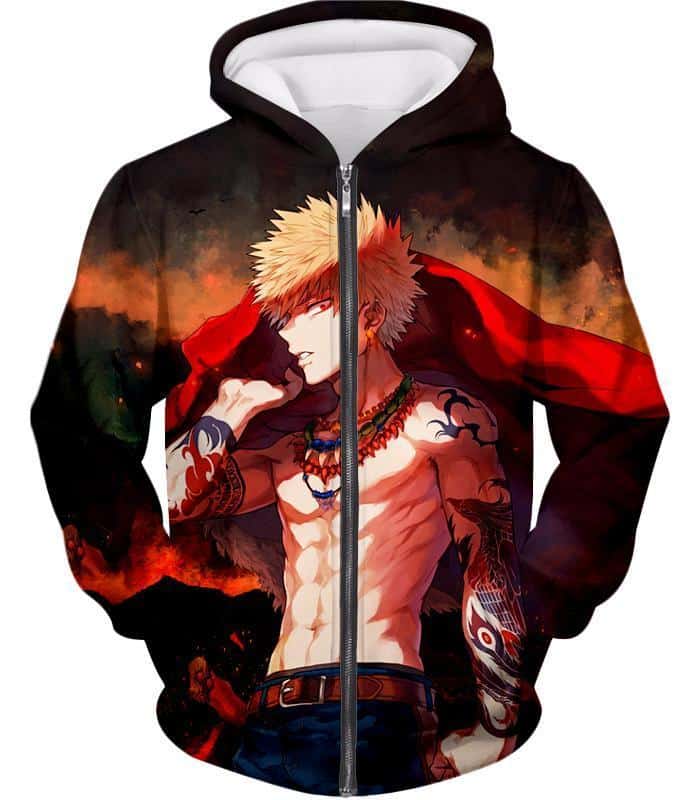 My Hero Academia Zip Up Hoodie - My Hero Academia Hero Bakugo Katsuki Anime  Zip Up Hoodie