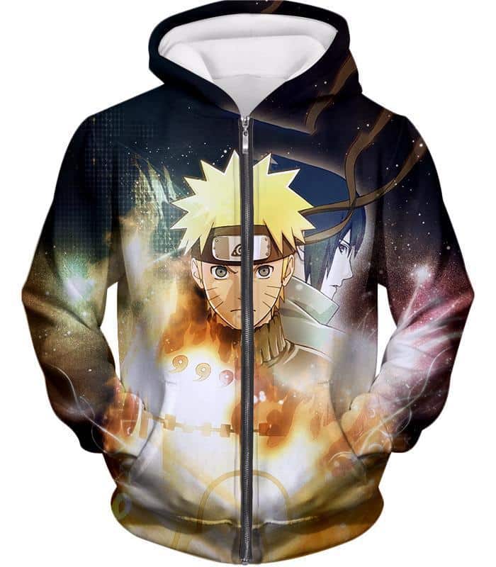 Boruto Boruto And Sasuke Eternal Enemies And Brothers Cool Zip Up Hoodie