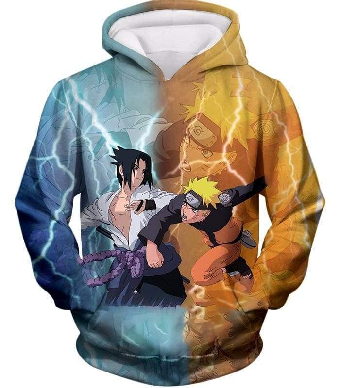 Boruto Boruto Vs Sasuke Yellow And Blue Super Cool Anime Hoodie - Hoodie