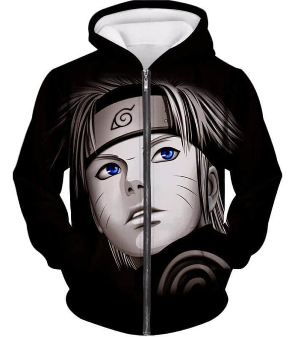 Boruto Cool Black Sketched Boruto Uzumaki Promo Black Hoodie - Zip Up Hoodie