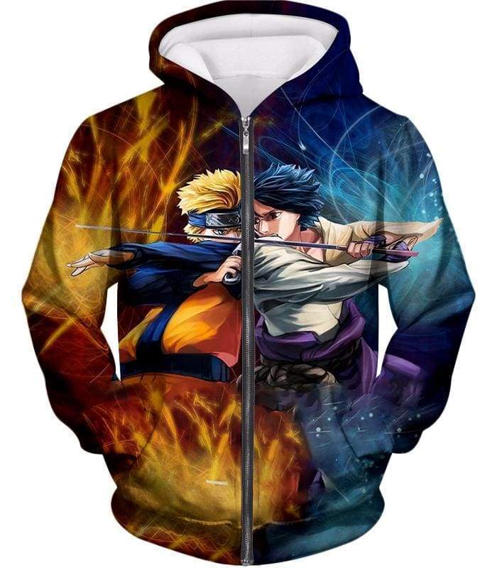 Boruto Friends Or Foes Boruto And Sasuke Best Action Zip Up Hoodie