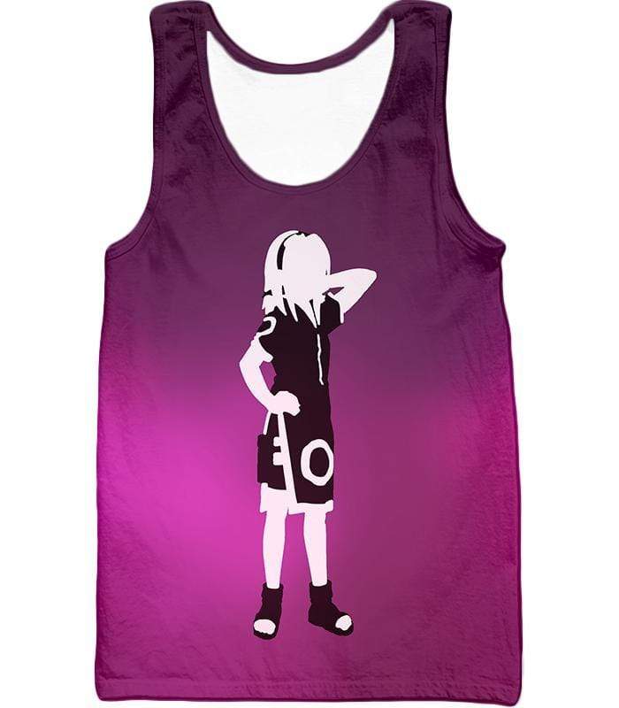 Boruto Leaf Ninja Haruno Sakura Shadow Sketch Purple Zip Up Hoodie - Tank Top