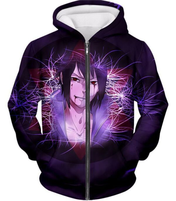 Boruto Leaf Shinobi Uchiha Sasuke Cool Action Black Zip Up Hoodie
