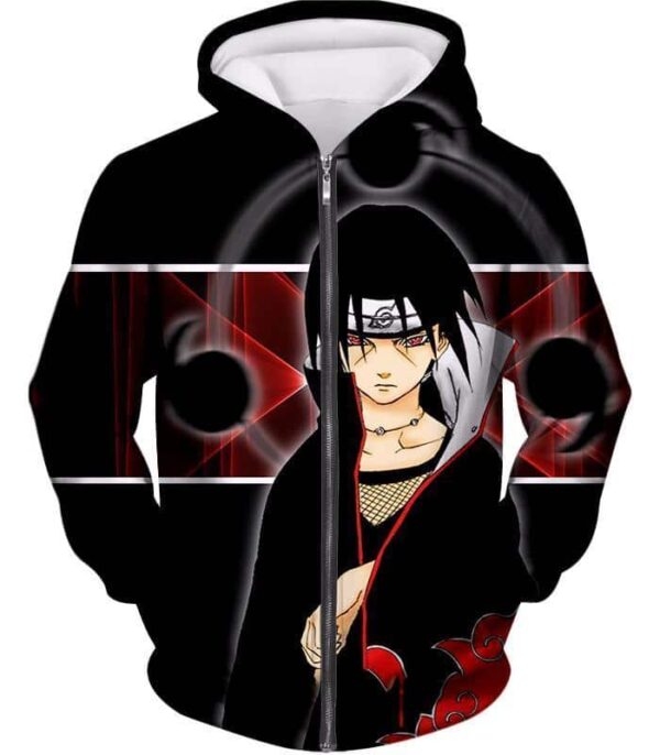 Boruto Powerful Ninja Prodigy Ultimate Itachi Uchiha Black Zip Up Hoodie - Zip Up Hoodie