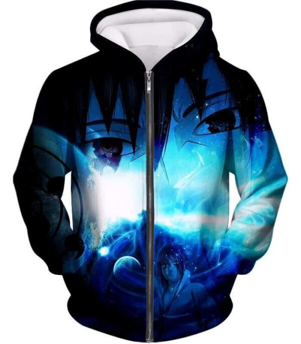 Boruto Sasuke Uchiha Featuring Cool Print Black Zip Up Hoodie