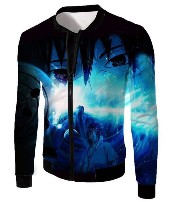 Boruto Sasuke Uchiha Featuring Cool Print Black Zip Up Hoodie - Jacket