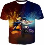 Boruto Sasuke Vs Boruto Brothers In Arms Cool Anime Zip Up Hoodie - T-Shirt