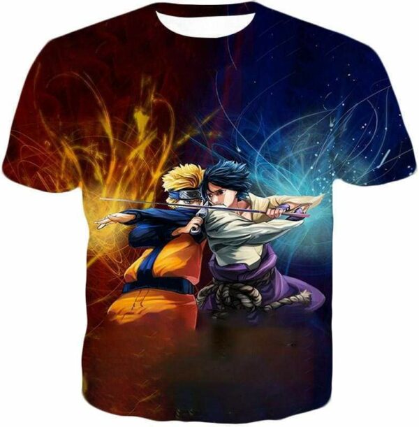 Boruto Sasuke Vs Boruto Brothers In Arms Cool Anime Zip Up Hoodie - T-Shirt