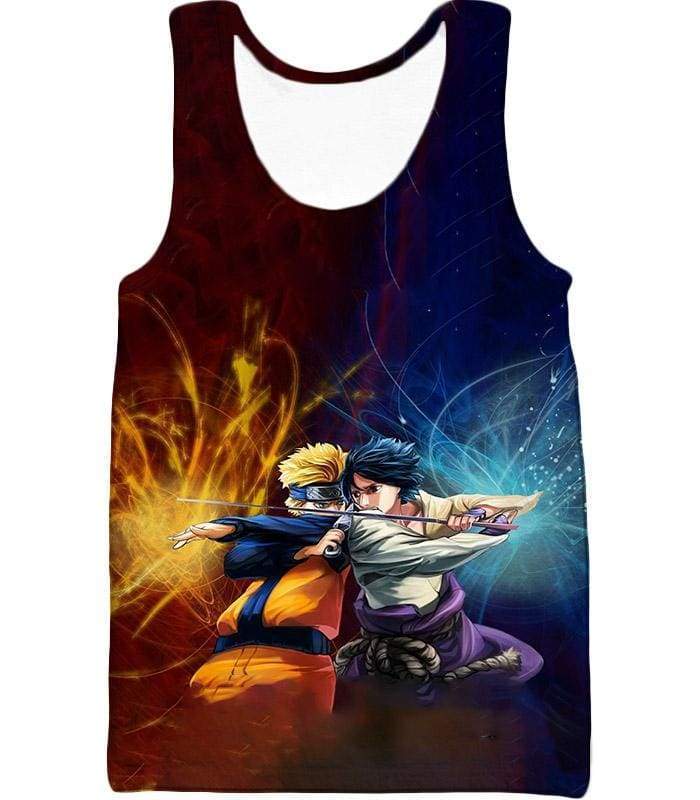 Boruto Sasuke Vs Boruto Brothers In Arms Cool Anime Zip Up Hoodie - Tank Top