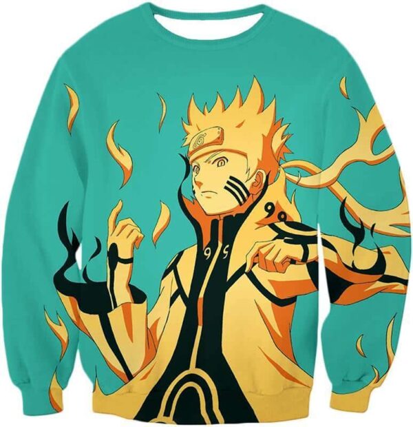 Boruto Super Cool Boruto Uzumaki Tailed Beast Mode Action Green Zip Up Hoodie - Sweatshirt