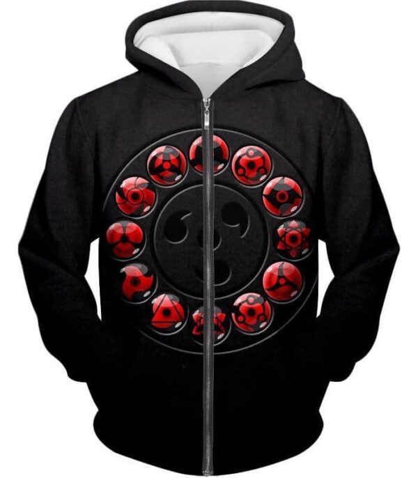 Boruto Uchiha Clans Special Technique Sharingan All Types Cool Black Hoodie - Zip Up Hoodie