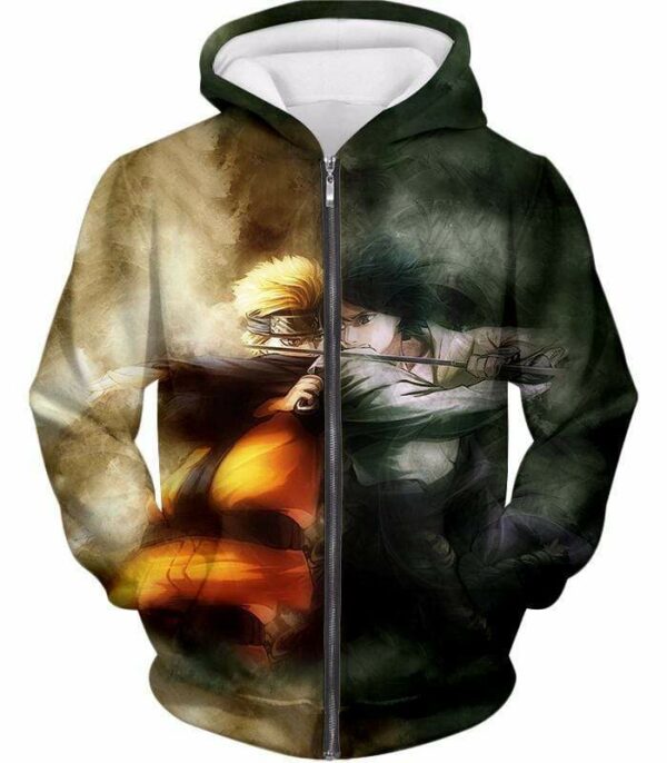 Boruto Ultimate Battle Anime Boruto Vs Sasuke Cool Zip Up Hoodie