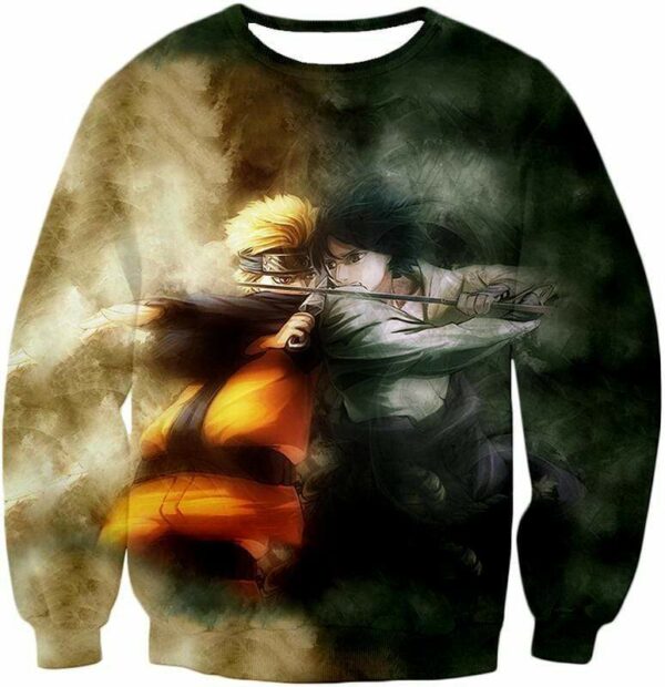 Boruto Ultimate Battle Anime Boruto Vs Sasuke Cool Zip Up Hoodie - Sweatshirt