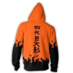 Naruto Cosplay Hoodie - Minato Namikaze Hokage Orange Zip Up Hoodie Jacket