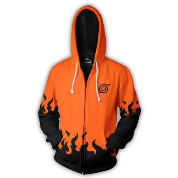 Naruto Cosplay Hoodie - Minato Namikaze Hokage Orange Zip Up Hoodie Jacket