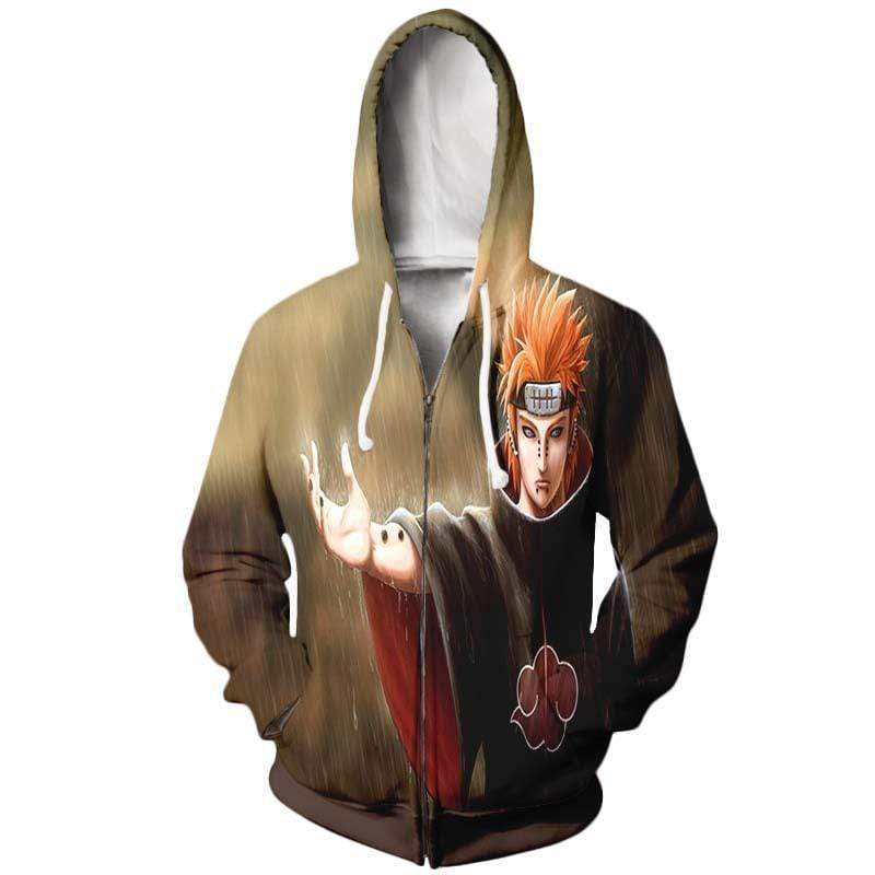 Naruto Hoodies - Naruto Red Cloud Rain Zip Up Hoodie Jacket