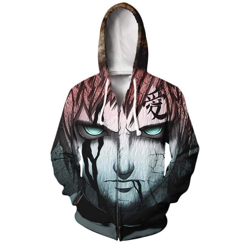 Naruto Shippuden Gaara - Naruto 3D Printed Zip Up Hoodie Jacket