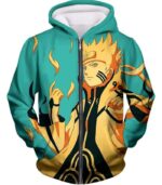 Naruto Super Cool Boruto Uzumaki Tailed Beast Mode Action Green Hoodie - Zip Up Hoodie