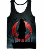 Naruto Super Cool Itachi Uchihas Mangekyou Sharingan Black Hoodie - Tank Top