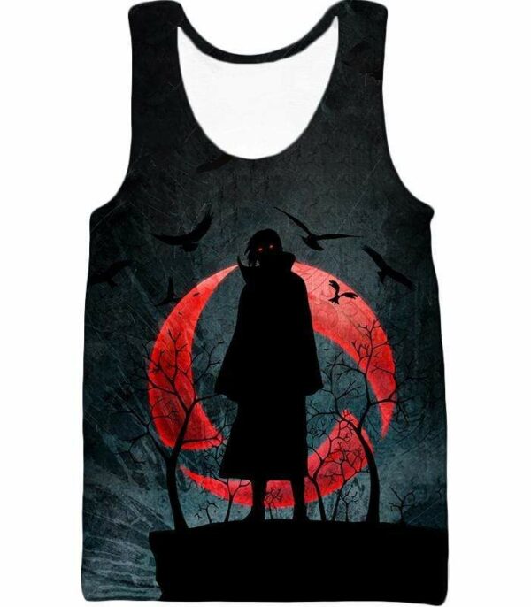 Naruto Super Cool Itachi Uchihas Mangekyou Sharingan Black Hoodie - Tank Top