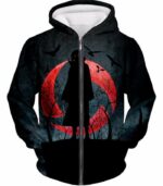 Naruto Super Cool Itachi Uchihas Mangekyou Sharingan Black Hoodie - Zip Up Hoodie