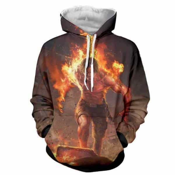 Ace On Fire 3D Hoodie - One Piece Hoodie