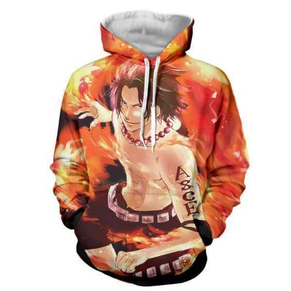 Fire Fist Ace Fire Storm 3D Hoodie - One Piece Anime Hoodie