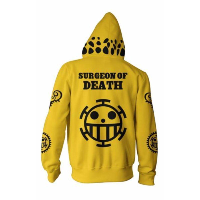 One Piece Anime Hoodie - Trafalgar Law Yellow Zip Up Hoodie Jacket ...