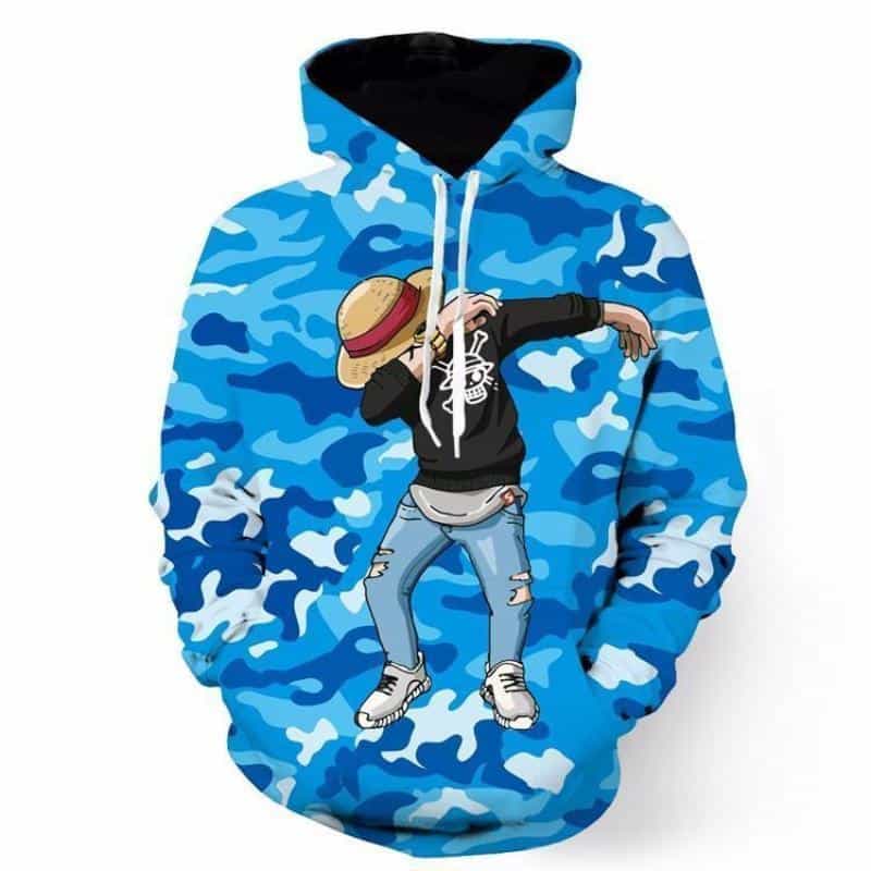 Monkey D.Luffy  Hoodie - One Piece Camo Camouflage Dab Dance  3D Graphic Hoodie