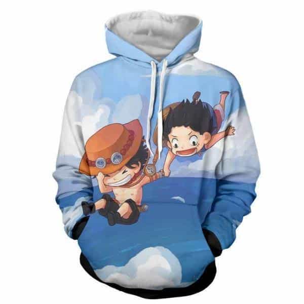 One Piece Hoodie - Chibi Monkey D. Luffy And Ace 3D Hoodie