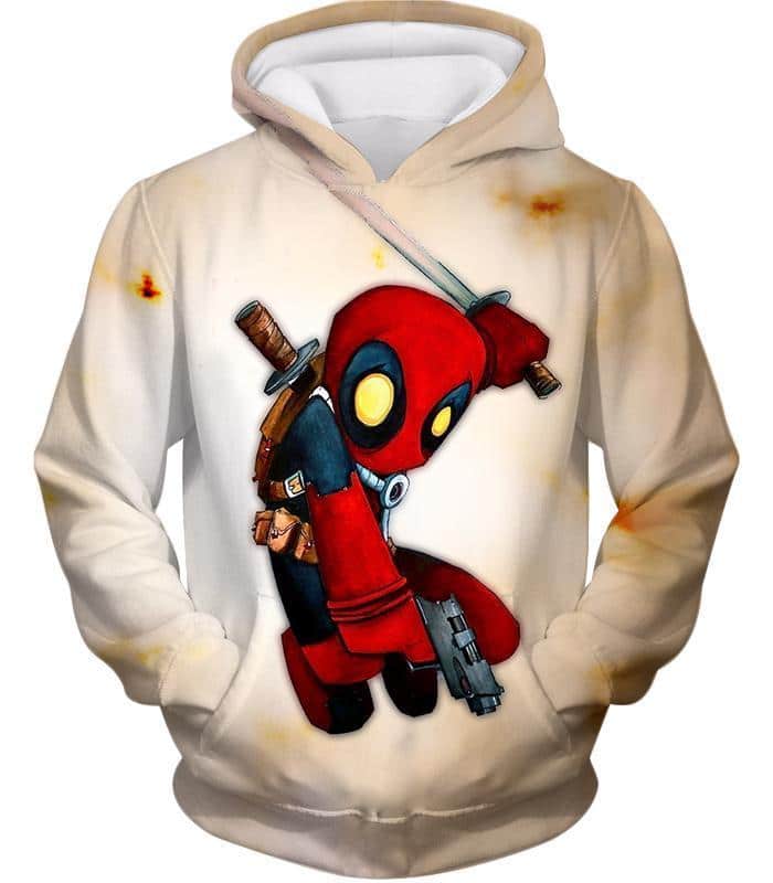 One Piece Hoodie - Deadpool Funny Figure White Hoodie - Hoodie