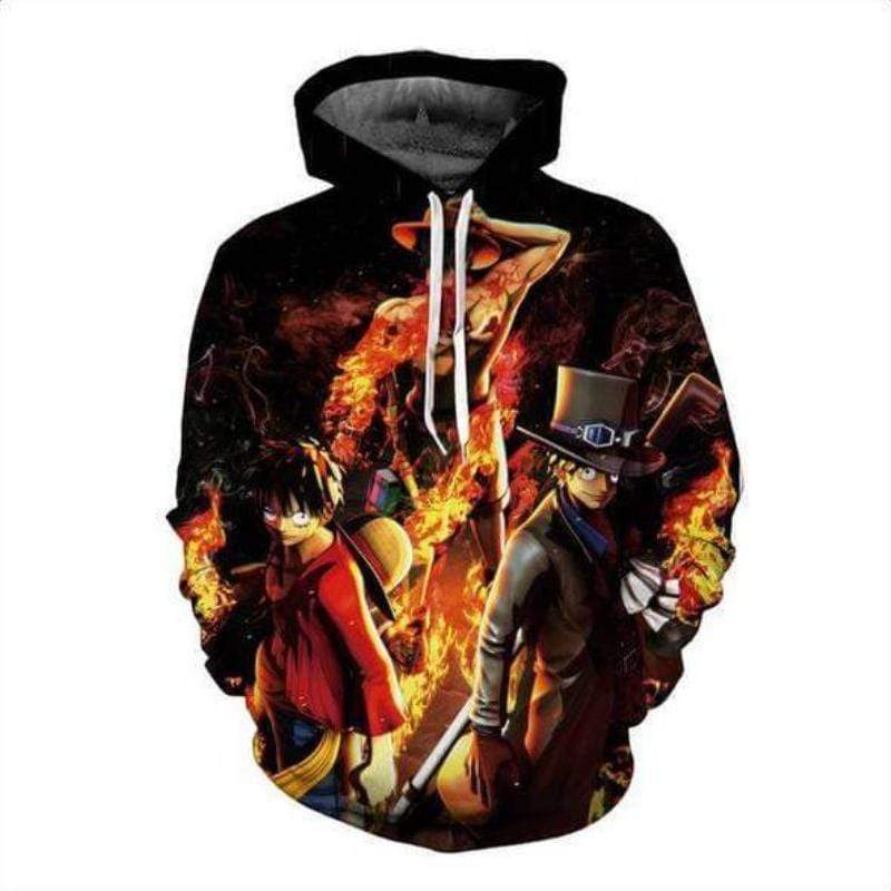 One Piece Hoodie - Luffy Ace Sabo 3D Graphic Hoodie