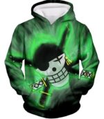 One Piece Hoodie - One Piece Roronoa Zoro Logo Green Hoodie