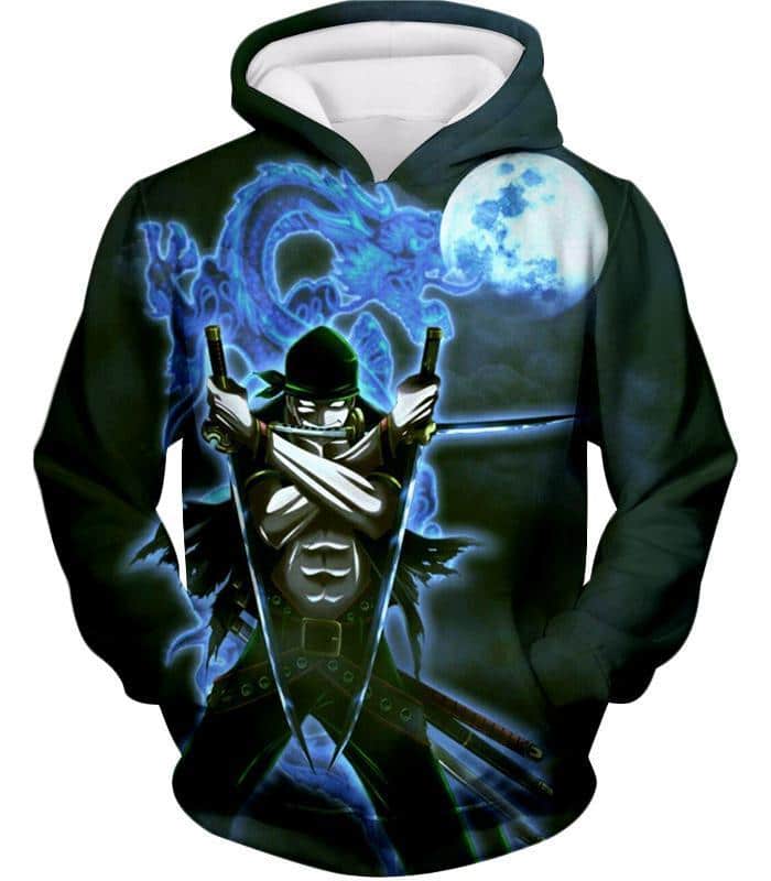 One Piece Hoodie - One Piece   Swordsman Roronoa Zoro Action Hoodie