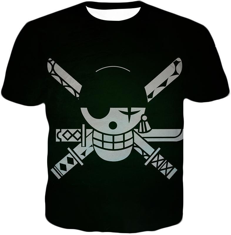 One Piece Hoodie - One Piece Swordsman Roronoa Zoro Logo Black Hoodie - T-Shirt