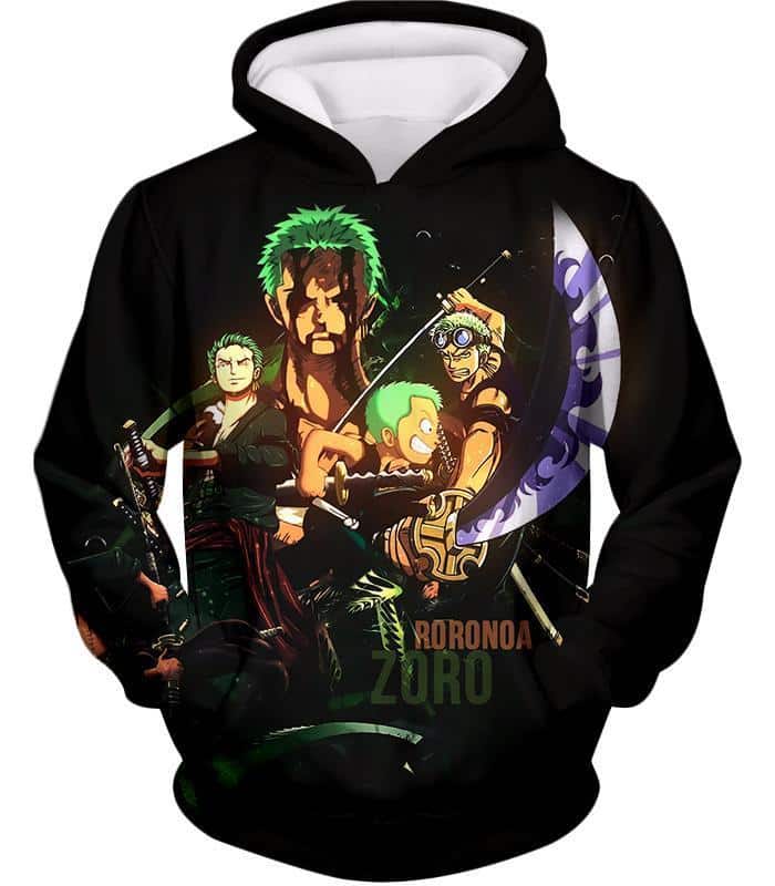 One Piece Hoodie - One Piece Swordsman Roronoa Zoro Promo Black Hoodie