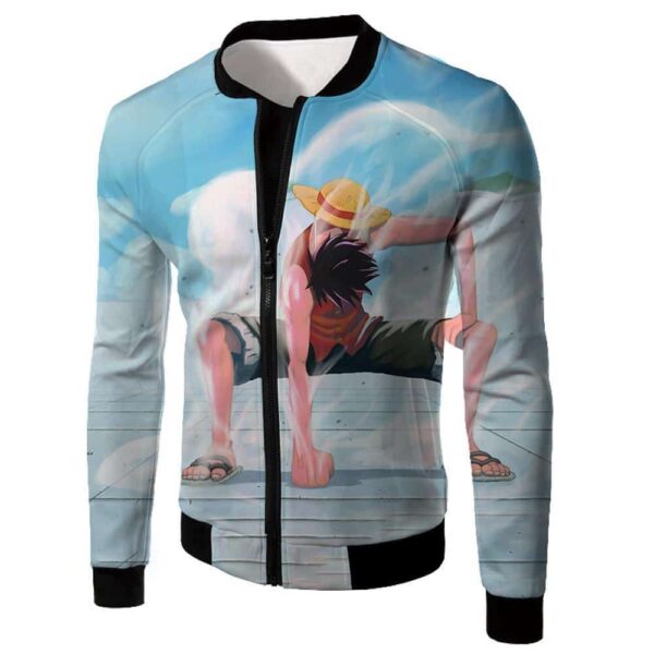 One Piece Zip Up Hoodie - One Piece Monkey D Luffy Second Gear Action Zip Up Hoodie - Jacket