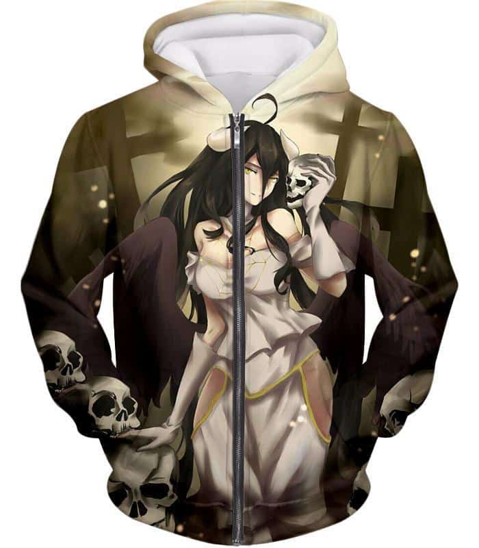 Overlord Beautiful Albedo Infatuated With Ainz Cool Promo Anime Graphic Zip Up Hoodie