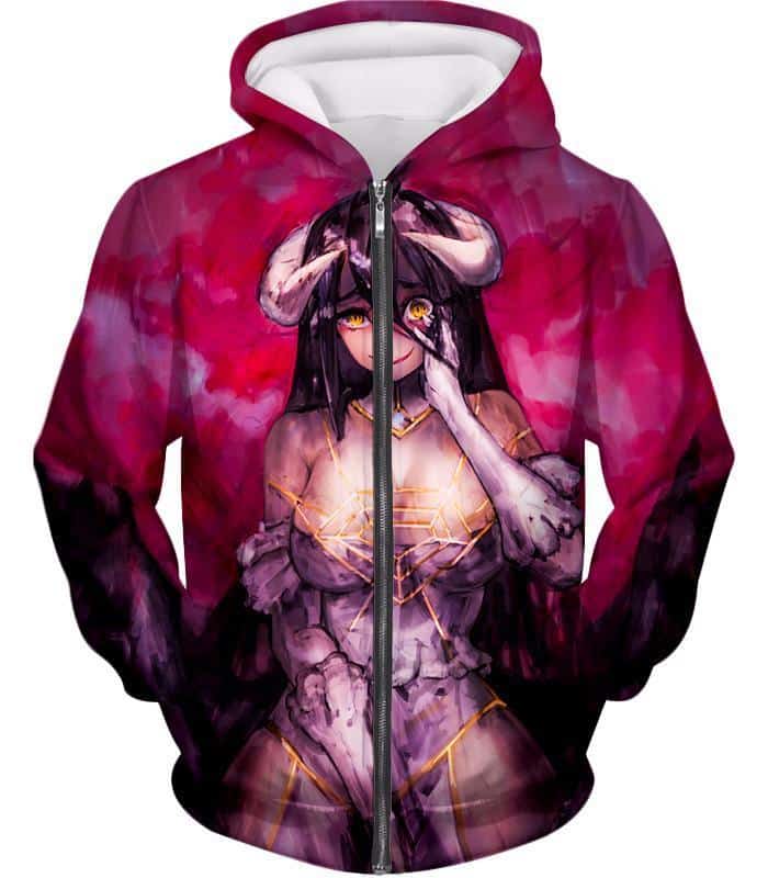 Overlord Extremely Evil Devil Albedo Anime Graphic Zip Up Hoodie - Zip Up Hoodie