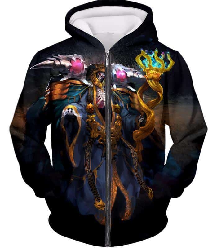 Overlord Extremely Powerful Guild Master Ainz Ooal Gown Cool Graphic Zip Up Hoodie
