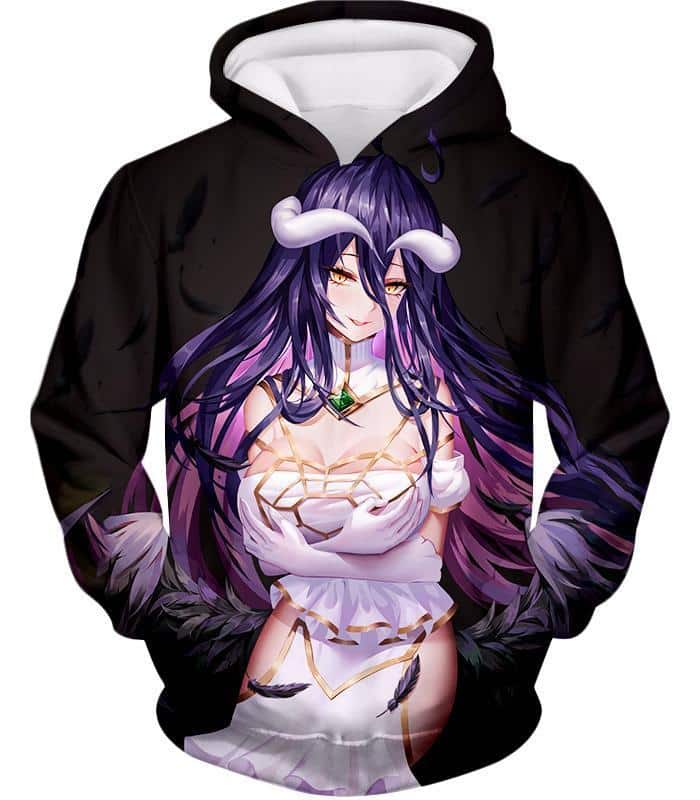 Overlord Guardian Supervisor Albedo The White Devil Cute Promo Black Hoodie